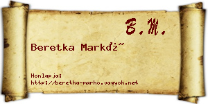 Beretka Markó névjegykártya
